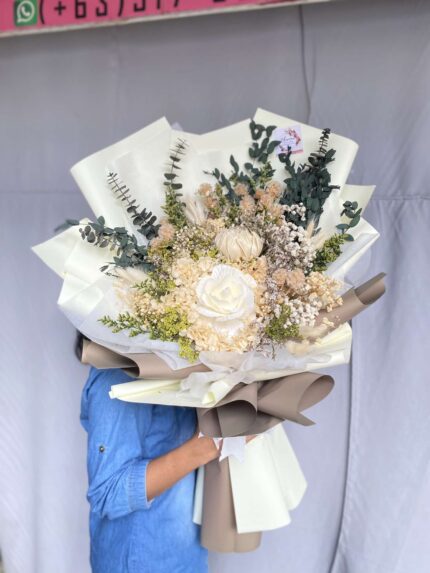 Ethereal Elegance: Premium White & Neutral Floral Bouquet