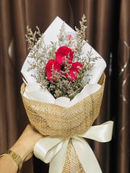 Rustic Love: Petite Red Rose Bouquet