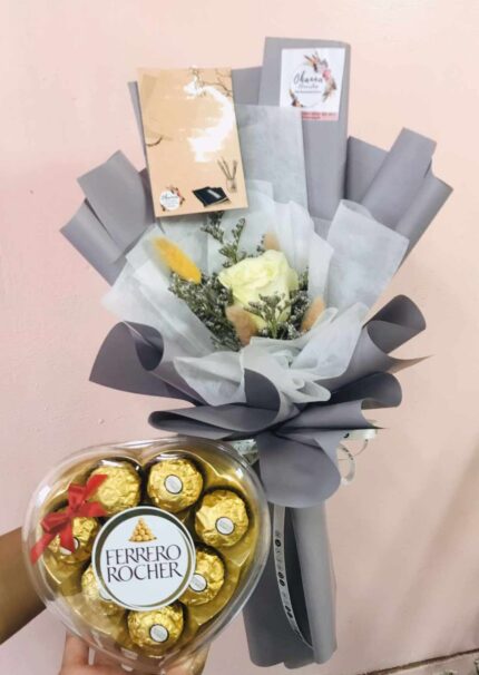 Sweet Elegance: White Rose & Ferrero Rocher Gift Set