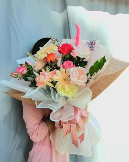 Whimsical Charm: Pastel Mixed Flower Bouquet