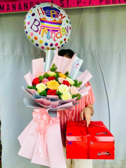 Birthday Bliss: Roses, Cake & Balloon Gift Set